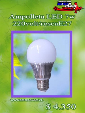 RENTAGAME CHILE Repuestos en Chile en Santiago |  Ampolleta led 7 watt-220v-luzfria-luzcalida-cuerpo alum  : $ 4.350, Iluminacion led