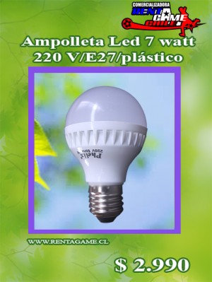 RENTAGAME CHILE Repuestos en Chile en Santiago |  Ampolleta led 7 watt / 220 volt / luz fria/luzcalida/pl precio: $ 2990, Iluminacion led