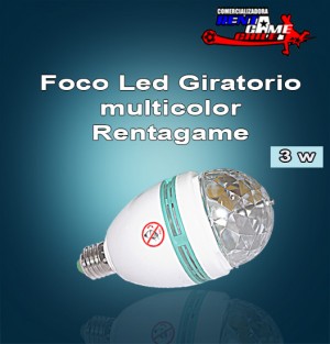 Rentagame chile Repuestos en Chile en La Cisterna |  Foco led giratorio multicolor rentagame /3 watt, Iluminacion led, ahorre hasta un 90% de energia electrica