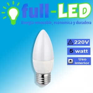 importadora full-led Repuestos en Chile en La Cisterna |  Ampolleta vela full-led/5 watt/220v/e27/c&aacute;lida/envios a todo chile, Iluminacion led, ahorre hasta un 90% de energia electrica